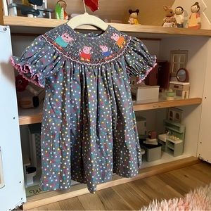 Peppa Pig smocked dress by The Best Dressed Child. Size 9mo.
